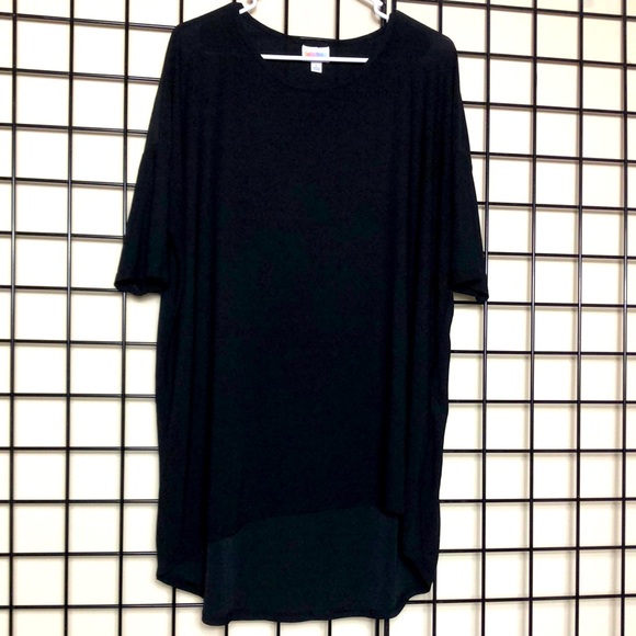 LuLaRoe Black Drop Shoulder SS Hi-lo Curved Hem Sz L EUC - Picture 1 of 6